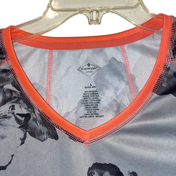 St Johns Bay Gray Floral Quick-Dri Shirt - Picture 3 of 3